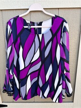 Women’s Alfani Abstract Print Long Sleeve Blouse